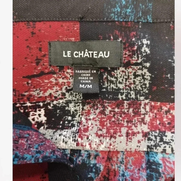 Le Chateau Shirt Dress  Teal Plum Burgundy Size Medium - Picture 8 of 9